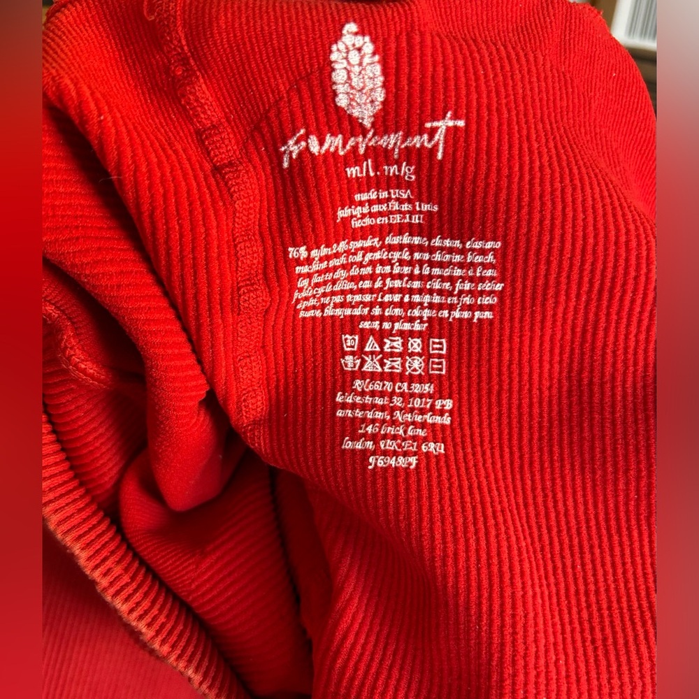NWT Free People Movement 7/8 Ribbed Leggings M/L Coral / Bright Orange NEW - Picture 6 of 6